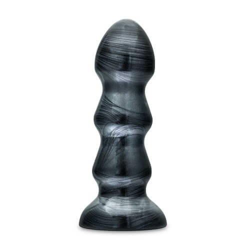 Jet Black Jack Large Ribbed Butt Plug 7 Inches Black/Grey | Butt Plugs Anal Black