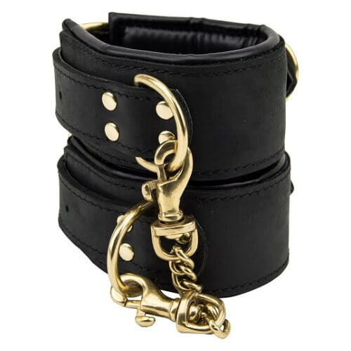 Noir Nubuck Leather Slim Wrist Cuffs Black | Bondage Play Bondage Play Black