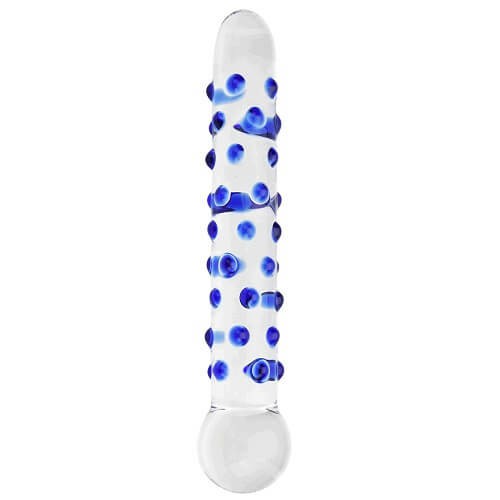 Nubby Textured Glass Dildo Blue/Clear | Anal Dildos Anal Dildos Anal Dildos