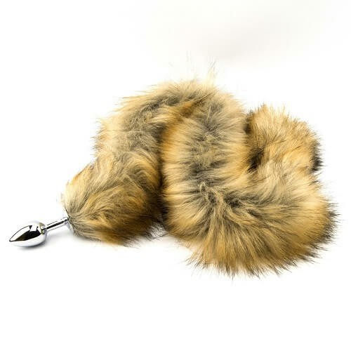 Red Fox Tail Butt Plug Brown/Silver/Yellow | Tail Butt Plugs Anal Brown