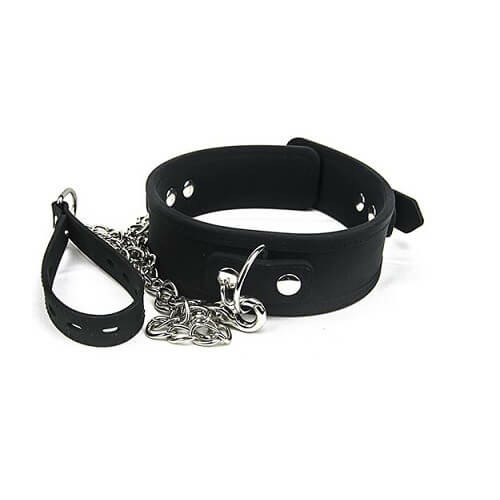 Silicone Collar And Lead Set Black | Playtime Bondage Play Black