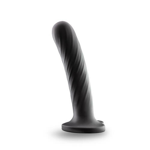 Twist Silicone Dildo With Suction Cup Large Black | Strap Ons Anal Dildos Anal Dildos