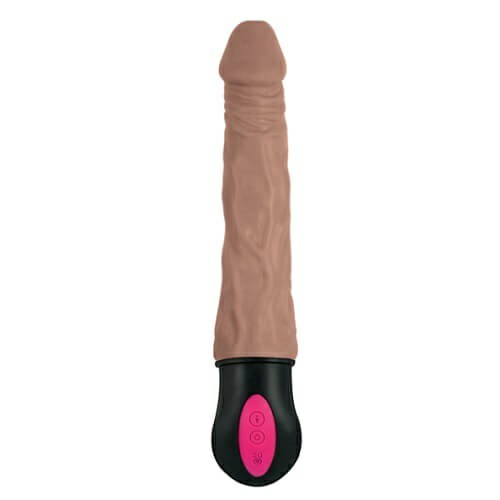 Realistic Warming 7 Inch Vibrating Dildo Brown | Realistic Vibrators Anal Anal Dildos